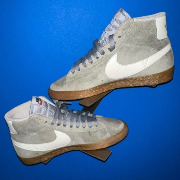 Nike Blazer Mid Suede Men’s Shoe Size 8 Gray / 518171-016 - Picture 2 of 6